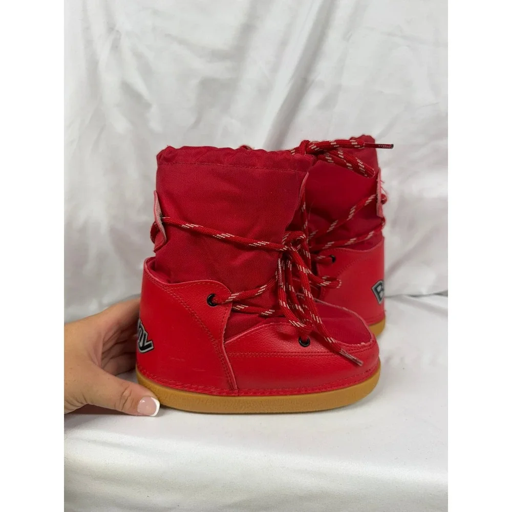 Decathlon Bootny Kids Red Snow Boots Made in Italy Paw Print Sole Size 12 US